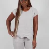 Linen Short Sleeve Top in Light Grey