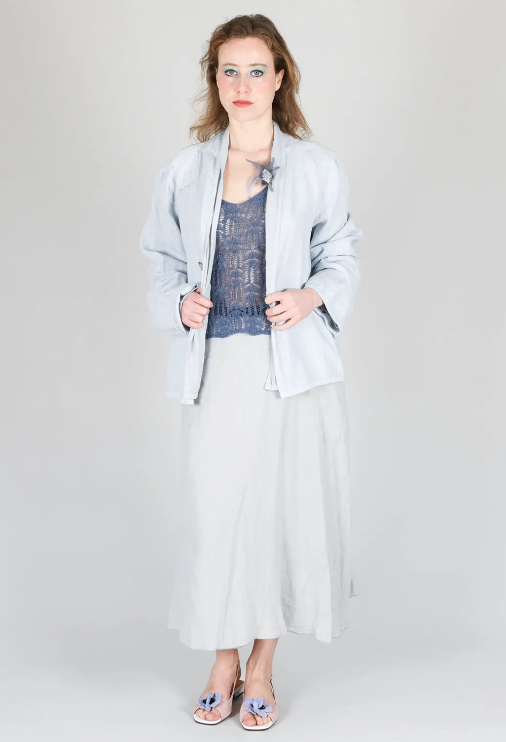 Linen Skirt in Grey