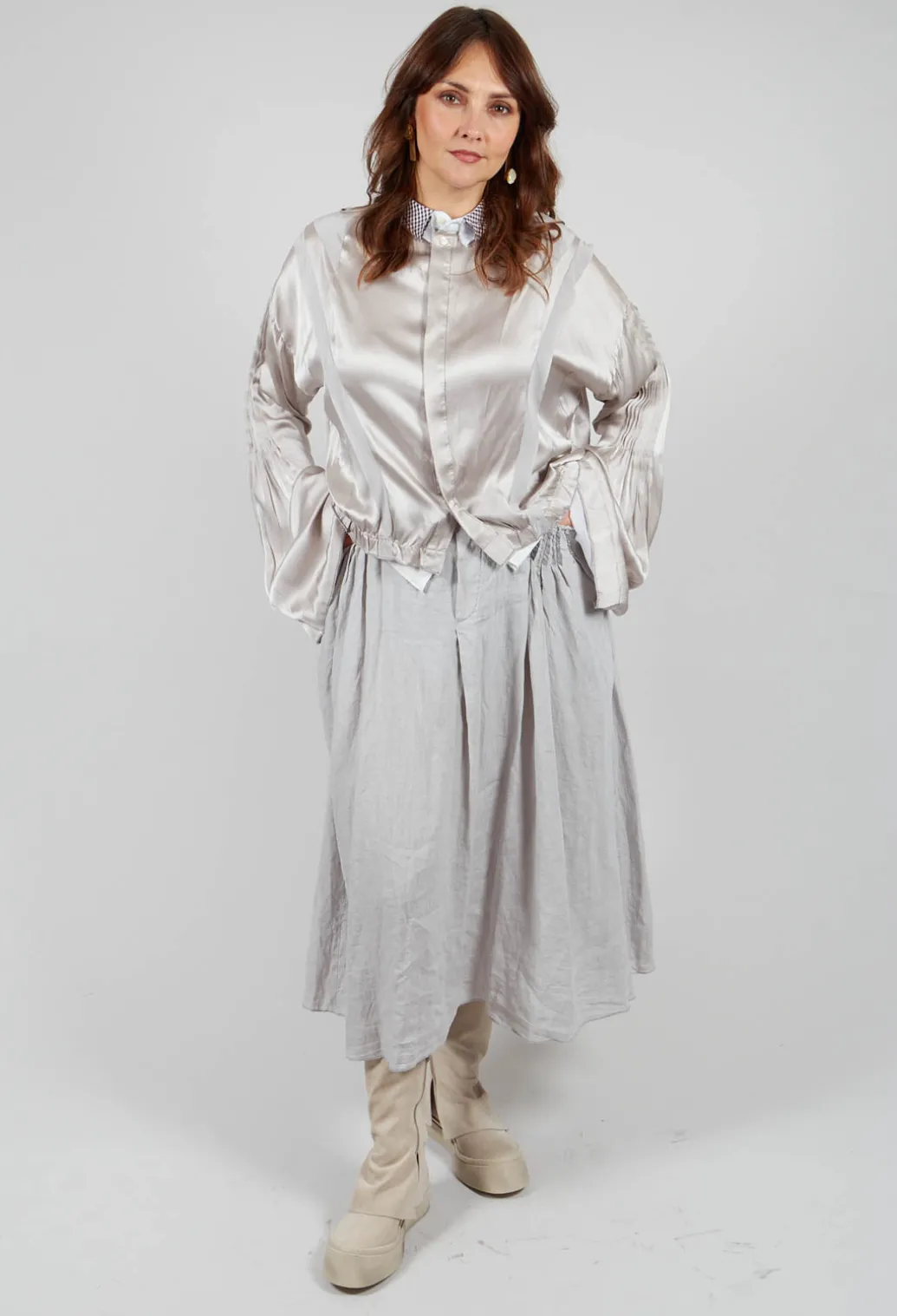 Linen Skirt in Grey
