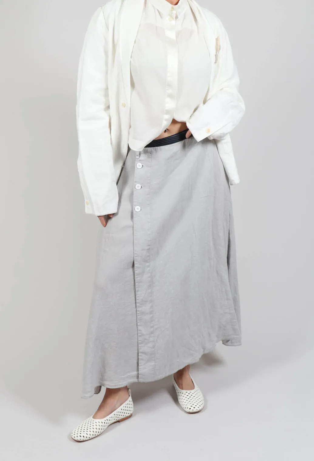 Linen Skirt in Grey
