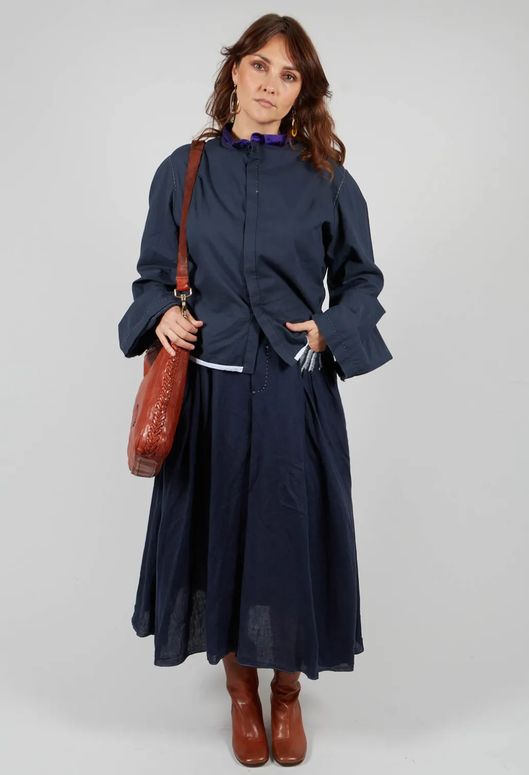 Linen Skirt in Navy