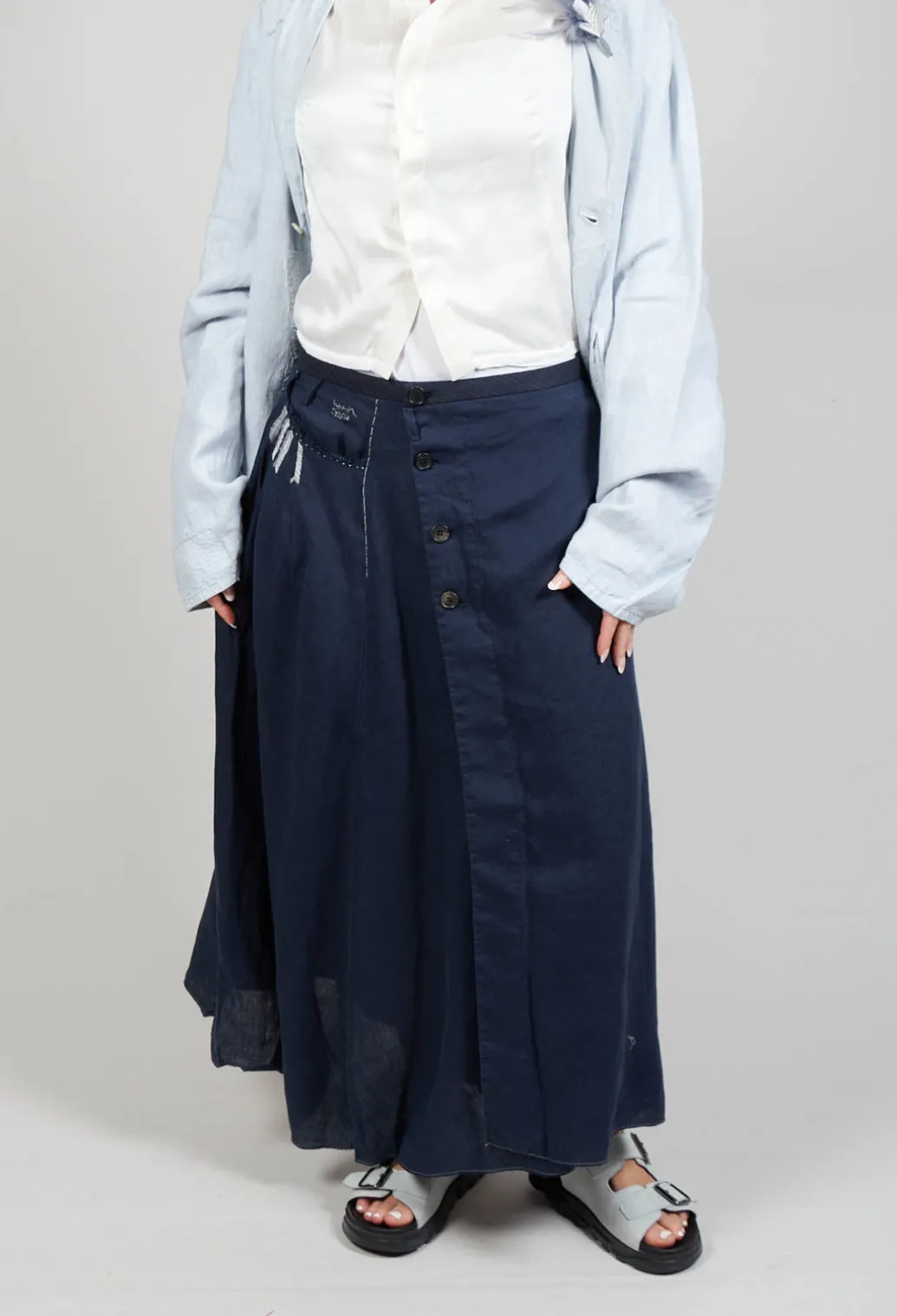 Linen Skirt in Navy