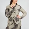 Linen Structured Jacket in Ash Print