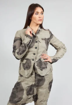 Linen Structured Jacket in Ash Print