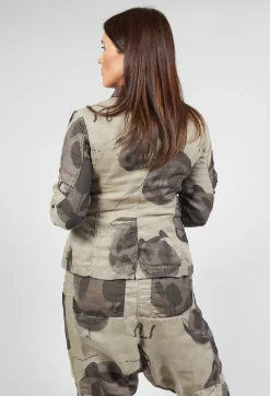 Linen Structured Jacket in Ash Print