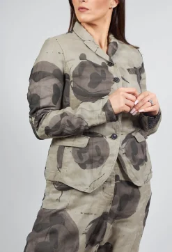 Linen Structured Jacket in Ash Print