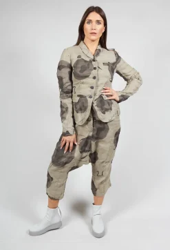 Linen Structured Jacket in Ash Print