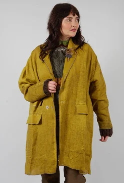 Linen Trench Coat in Original Mustard
