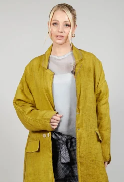 Linen Trench Coat in Original Mustard