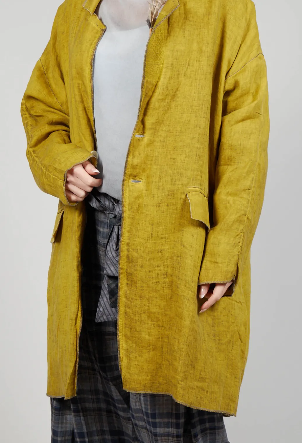 Linen Trench Coat in Original Mustard