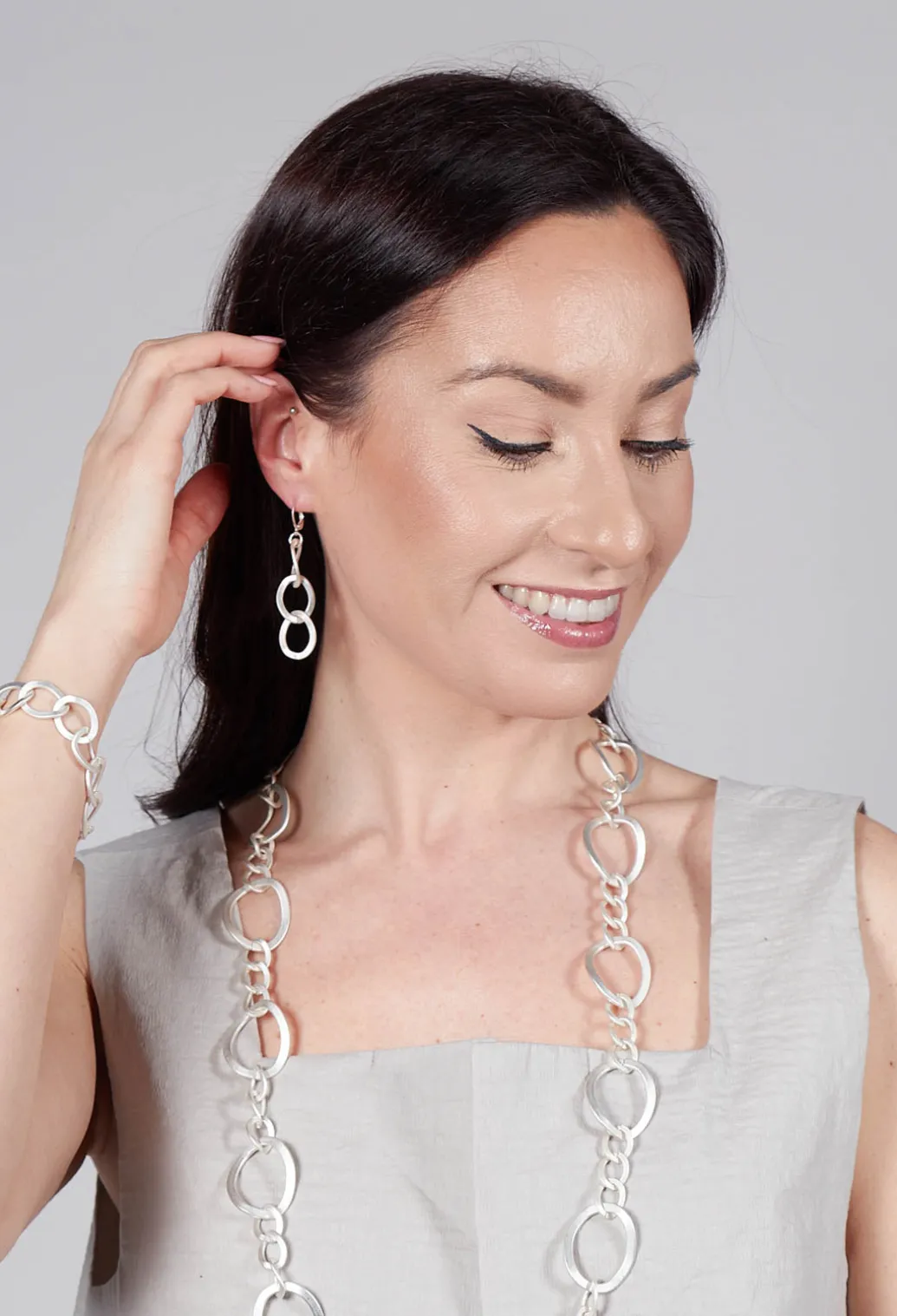 Link Chain Earrings in Silver Plated