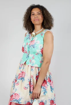 Livia Top in Turquoise Flower