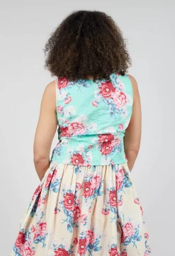 Livia Top in Turquoise Flower