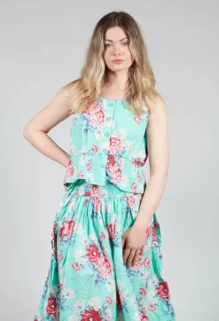 Livia Top in Turquoise Flower