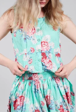 Livia Top in Turquoise Flower