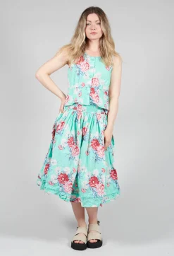 Livia Top in Turquoise Flower