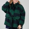 London Wool Check Jacket in Blue and Green