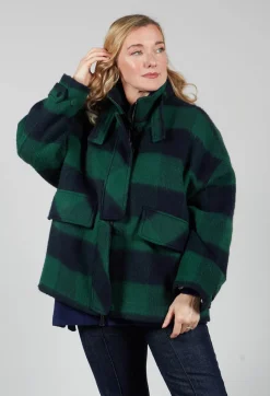 London Wool Check Jacket in Blue and Green