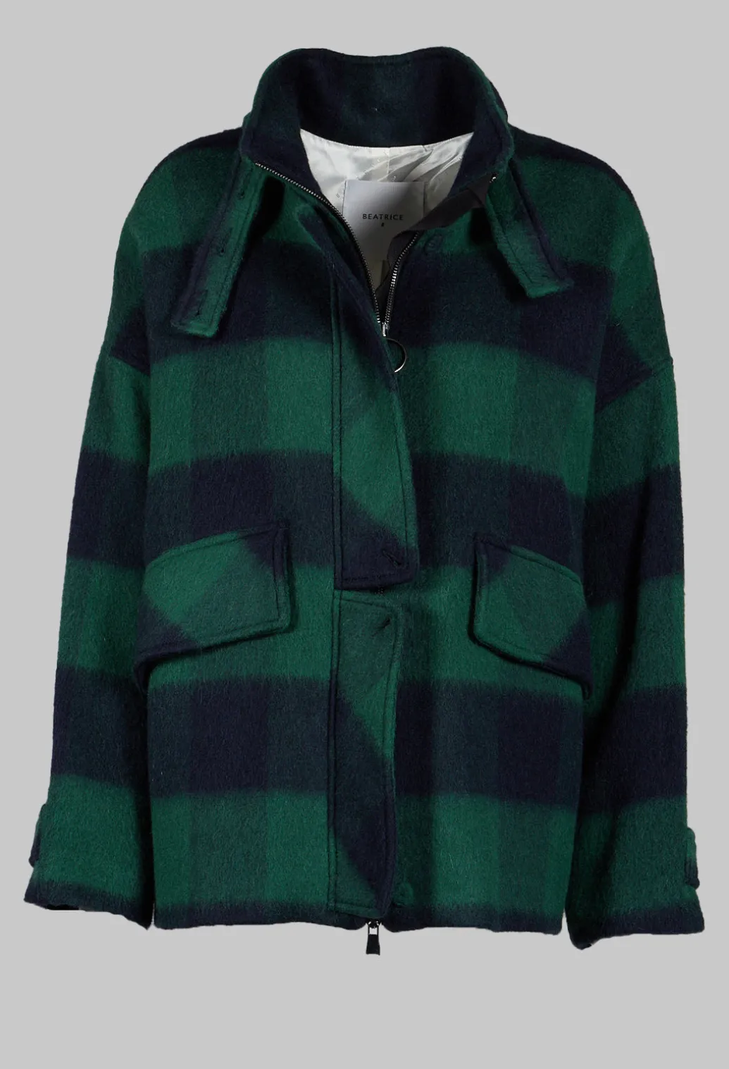 London Wool Check Jacket in Blue and Green