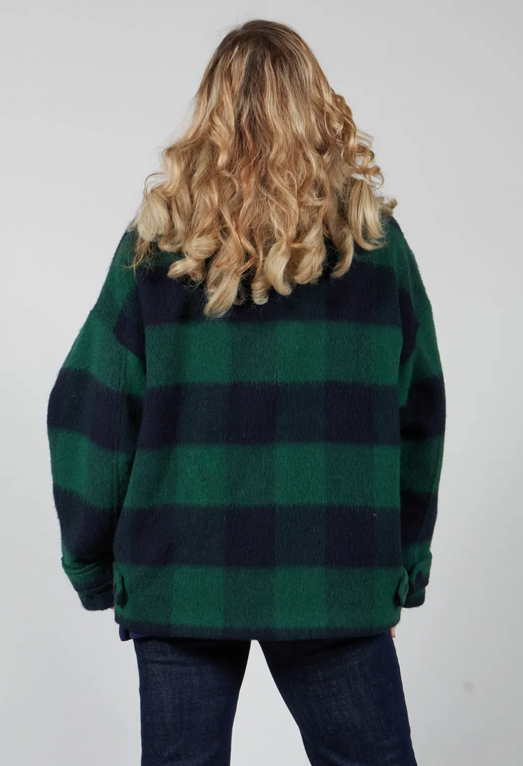London Wool Check Jacket in Blue and Green