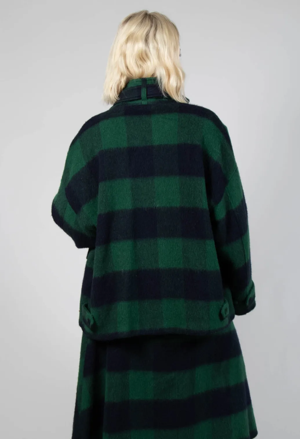 London Wool Check Jacket in Blue and Green