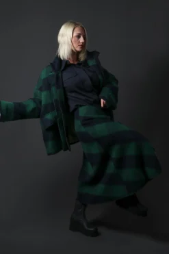 London Wool Check Jacket in Blue and Green