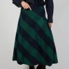 London Wool Check Skirt in Blue and Green