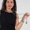 Long Across Heart Necklace in Stone