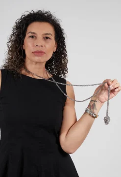 Long Across Heart Necklace in Stone