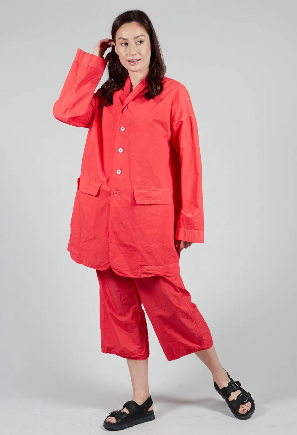 Long Blazer CC in Poppy Red