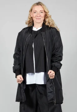Long Bomber Jacket in Black