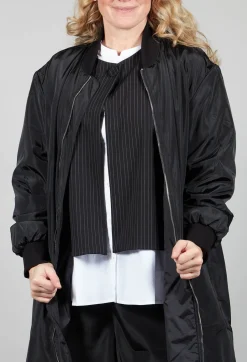 Long Bomber Jacket in Black
