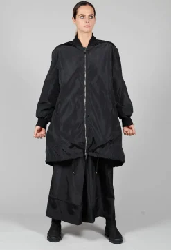 Long Bomber Jacket in Black