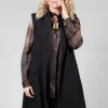 Long Button Up Vest in Black