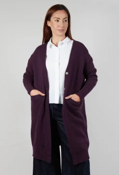 Long Cardigan in Aubergine