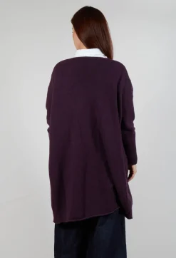 Long Cardigan in Aubergine