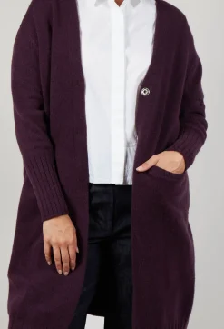Long Cardigan in Aubergine