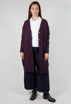 Long Cardigan in Aubergine
