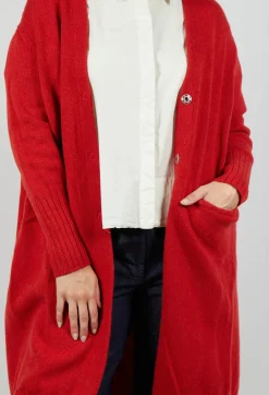 Long Cardigan in Tomato