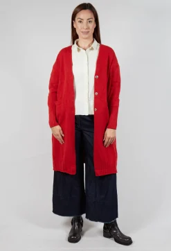 Long Cardigan in Tomato
