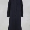 Long Coat with Attached Ties in Blue
