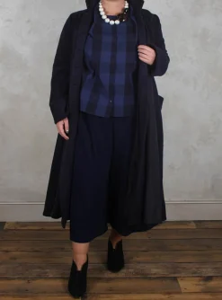Long Coat with Attached Ties in Blue