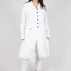 Long Coat with Half-Button Fastening in Semi Bleach