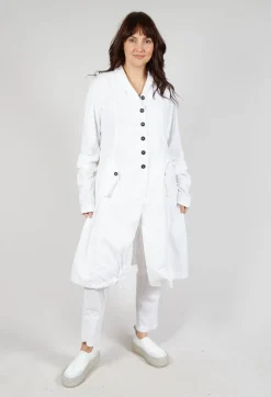 Long Coat with Half-Button Fastening in Semi Bleach