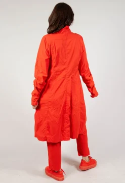 Long Coat with Half-Button Fastening in Mandarine