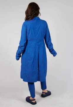 Long Coat with Half-Button Fastening in Royal
