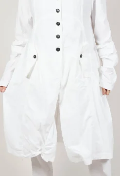 Long Coat with Half-Button Fastening in Semi Bleach