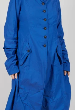 Long Coat with Half-Button Fastening in Royal