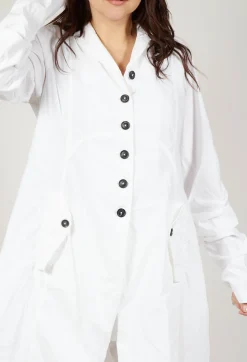 Long Coat with Half-Button Fastening in Semi Bleach