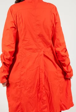 Long Coat with Half-Button Fastening in Mandarine